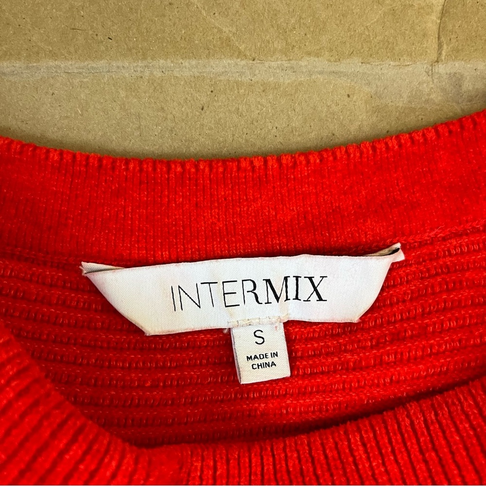 INTERMIX Red Ribbed Crewneck Sweater - Picture 7 of 8